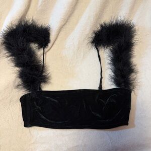 Victoria's Secret Velvet Faux Fur Demi Bra unlined 34C